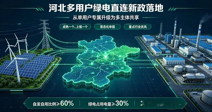 河北绿电直连政策升级！从单用户拓展至多企业共享模式