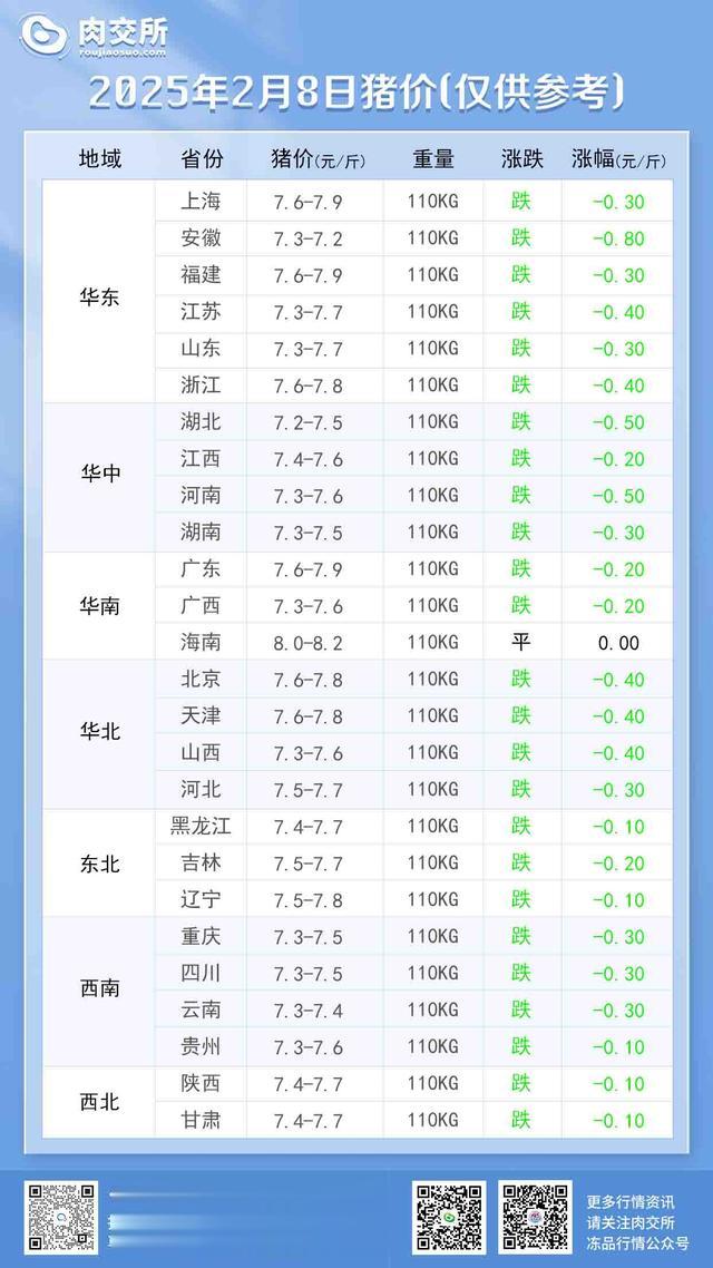 2025年2月8日明日最新猪价！