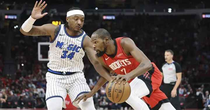 火箭117-113加时胜魔术，杜兰特35分申京30+13，主场豪取四连胜