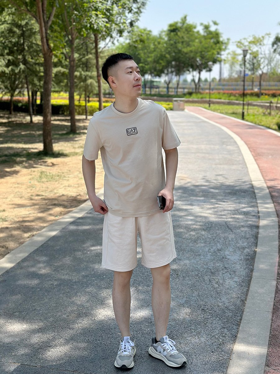 阿玛尼/EA7男士全棉短袖健身T恤