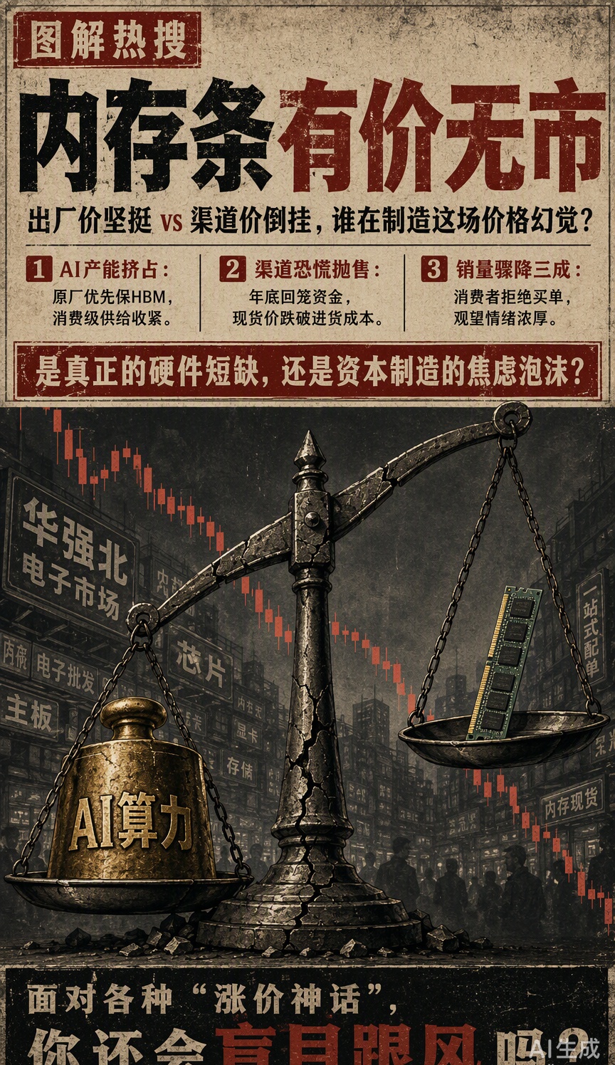 内存条这波“有价无市”的戏码，看得人挺感慨。上游原厂为了保AI算力订单...