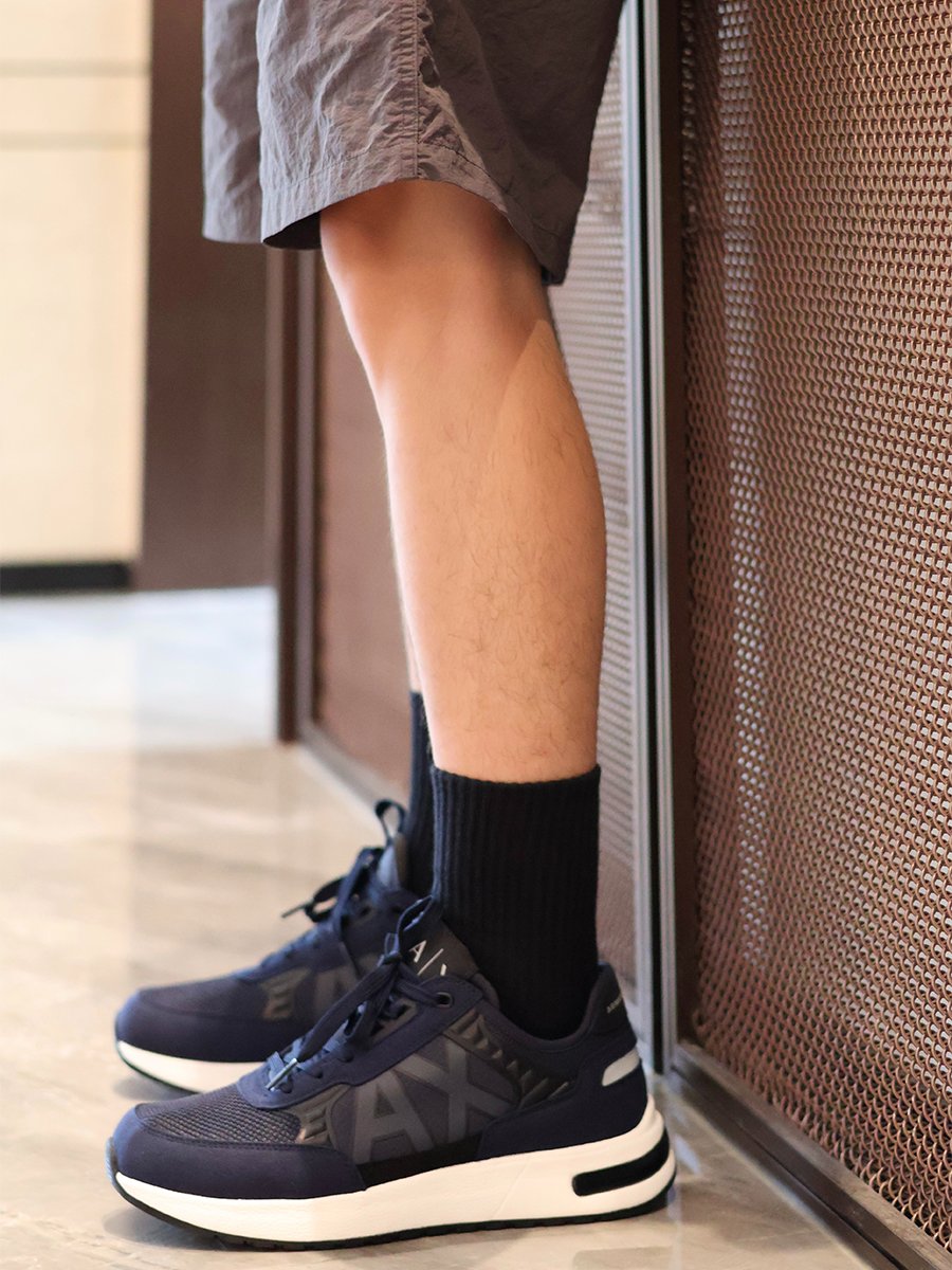 阿玛尼男低帮厚底系带休闲运动鞋