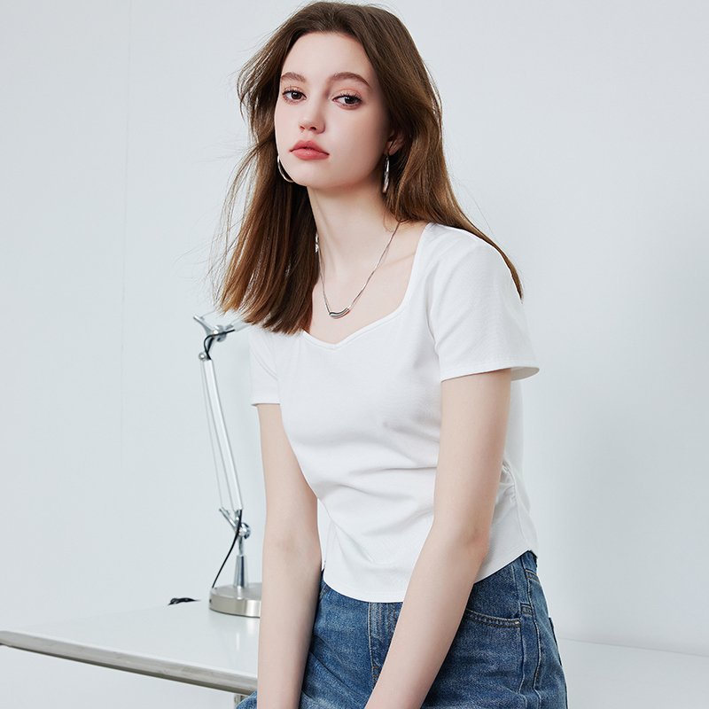 KBNE方领设计感洋气独特打底T恤