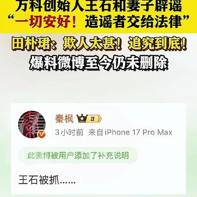 周正义：秦某为啥敢公开造谣王石被抓呢？