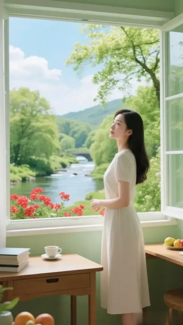 大学校花谢宛如，窗户边发呆，太美了