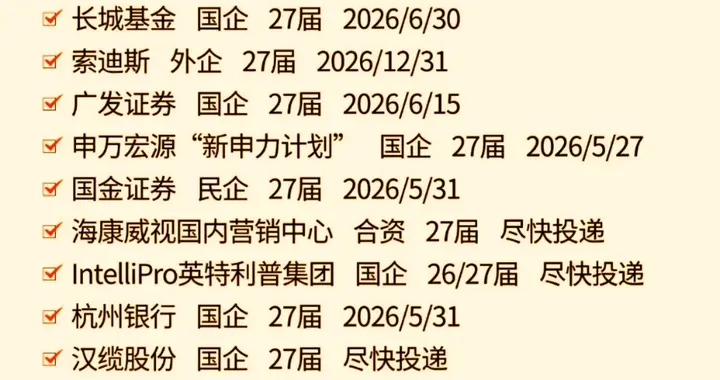 2027届别等了！这些秋招提前批，再不投就没了