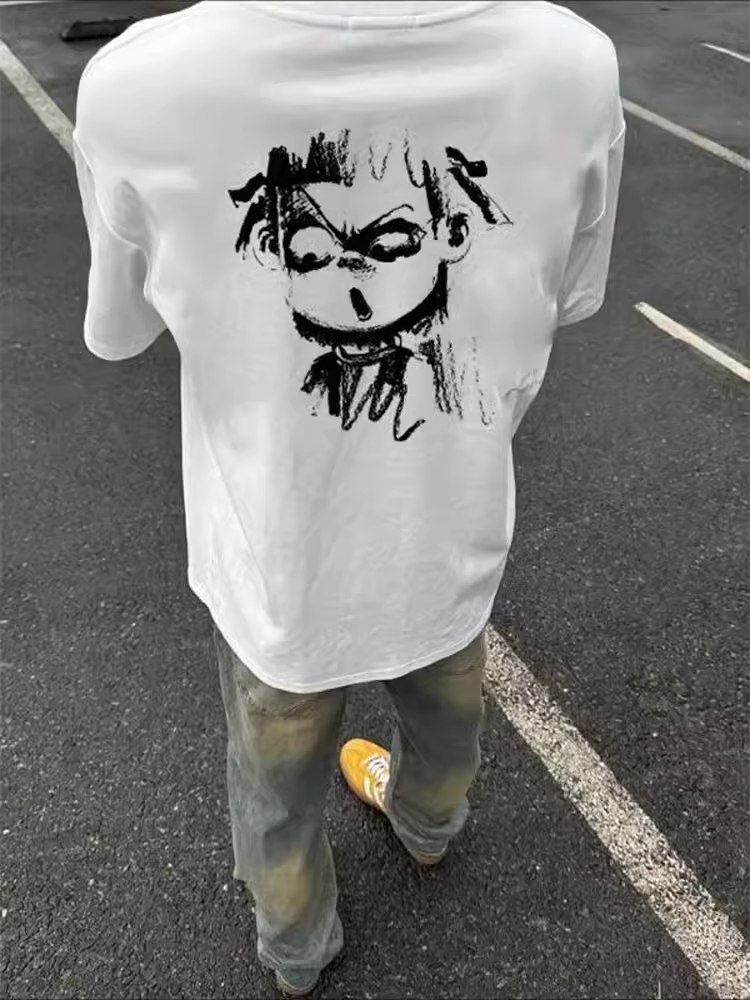 哪吒印花重磅短袖男夏季正肩t恤高级感痞帅