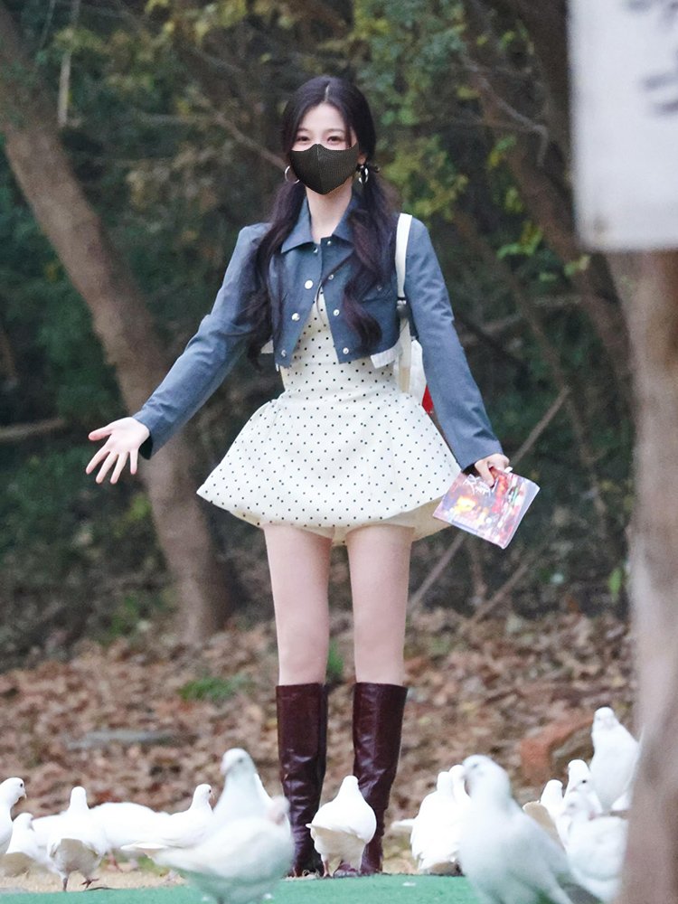 小个子白色波点连衣裙子小香风套装
