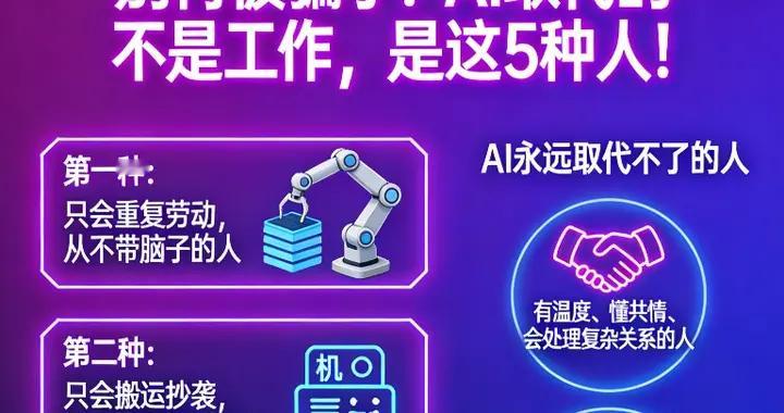 别再被骗了！AI取代的不是工作，是这5种人！
