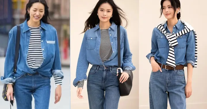 早春穿牛仔衬衫太省心，百搭耐看还显气质，轻松搞定不同场合穿搭