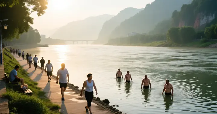 四川乐山青衣江：男子长期裸泳引众怒，劝阻无效遭曝光