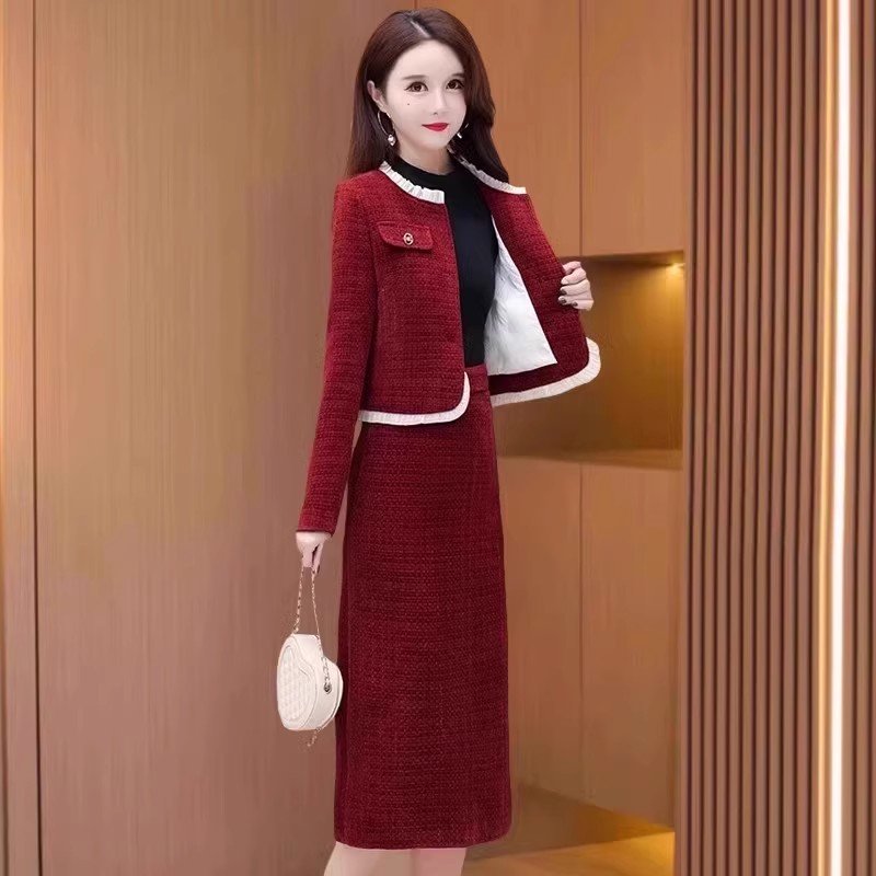 小香风连衣裙女