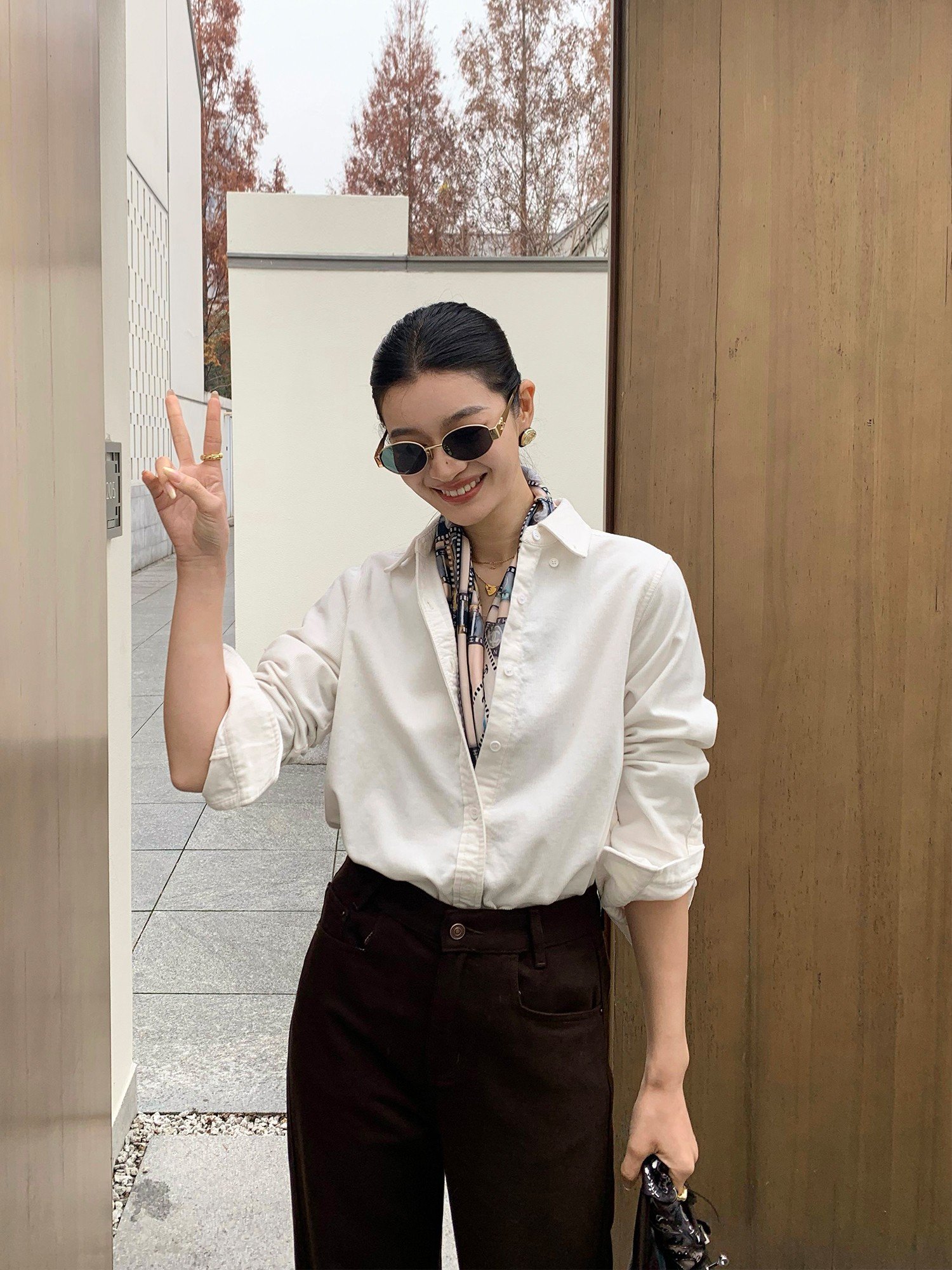 pusumede白色高级感长袖衬衫女