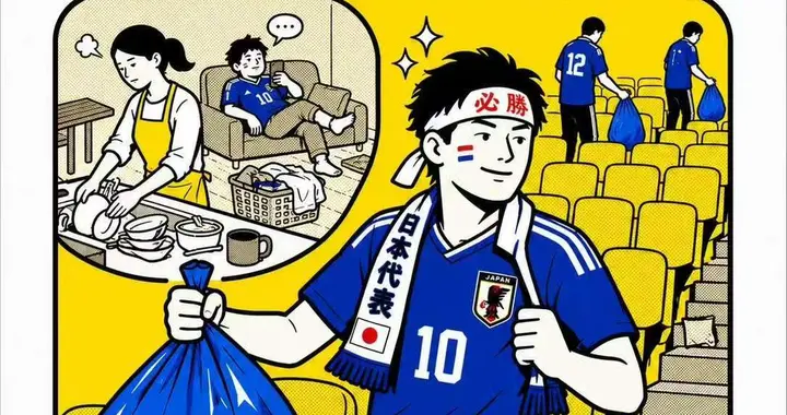 赢球主动捡垃圾，被巴西绝杀，甲亢哥帮捡垃圾，日本球迷黑脸无视