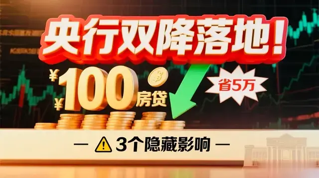 央行双降落地！100万房贷省5万，但要注意这3个隐藏影响