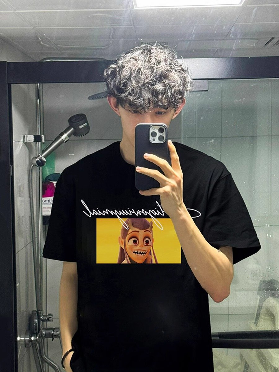 哪吒印花短袖t恤男款夏季潮牌小领口半袖高