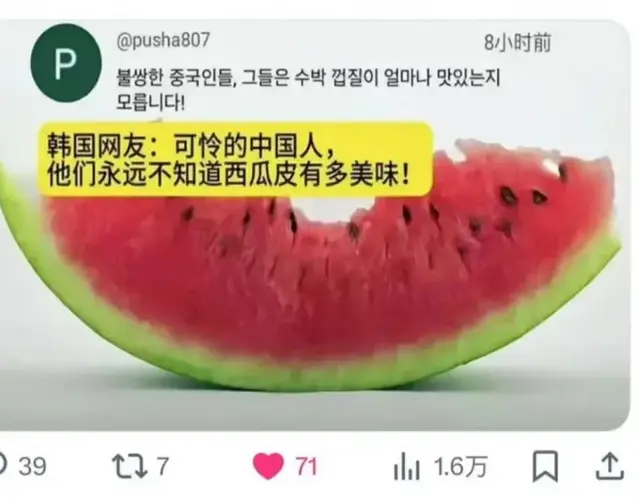 韩网友说咱永远不知道西瓜皮多美味，他们连西瓜翠衣都不放过