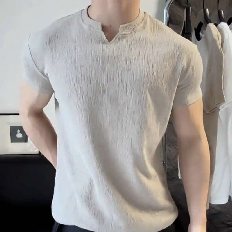 高定肌理收袖口短袖t恤男2025新款夏季