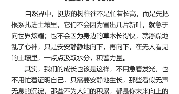 愿你不骄不躁始终向下扎根