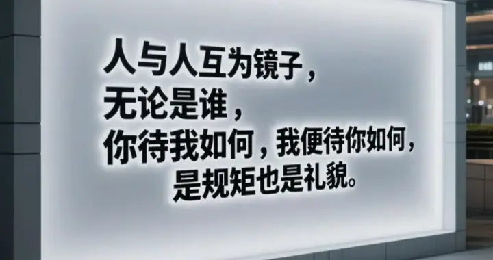 人与人互为镜子，你待我如何，我便待你如何，是规矩也是礼貌！