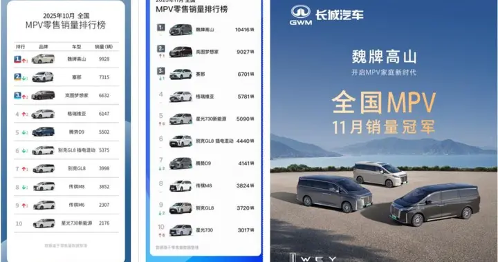 断崖式领先，十一月“MPV新王”高山家族再夺冠的含金量有多高