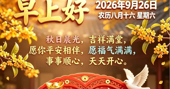 2026年9月26日早安美图：愿你生活如秋水澄澈，似秋茶暖心