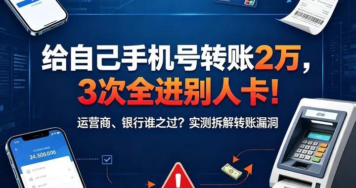 给自家手机号转账2万，3次实测全进陌生人卡里！责任到底归谁？