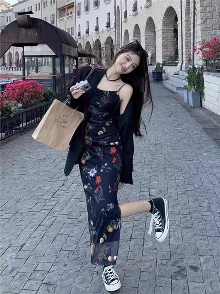 法式复古吊带碎花连衣裙女春季高级感漂亮