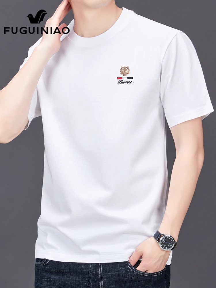 长绒棉短袖t恤男