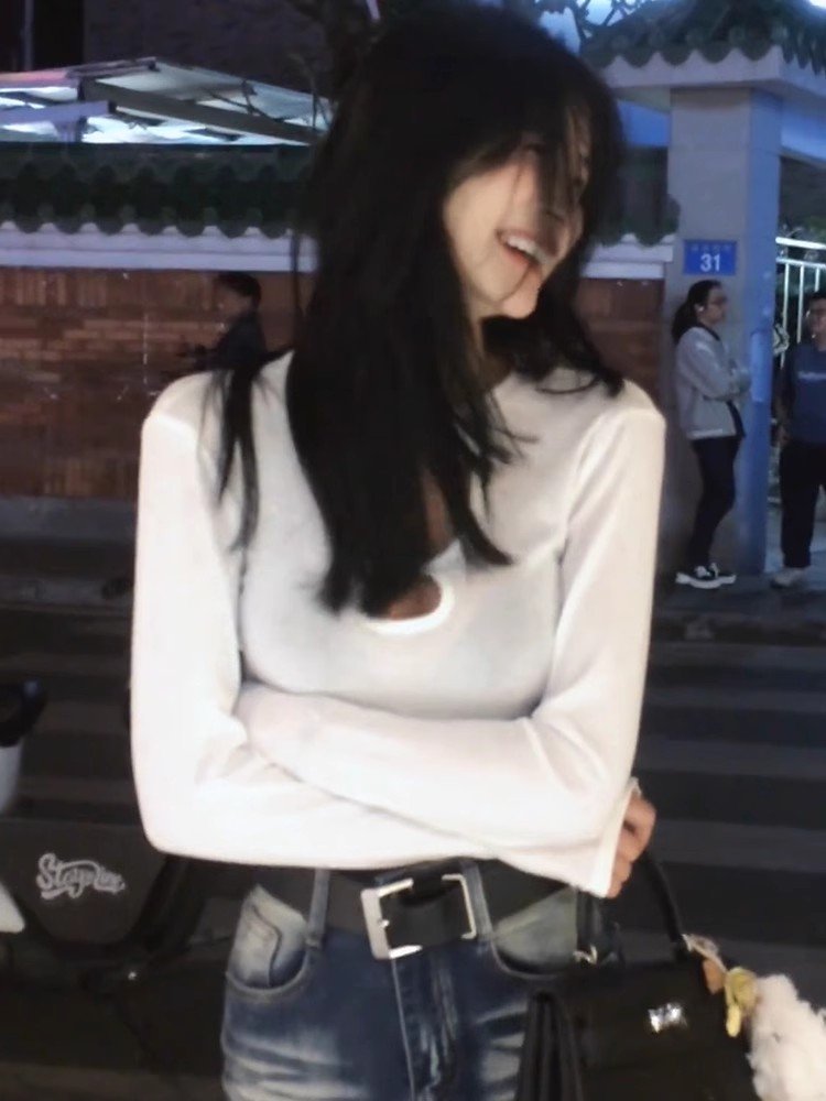 法式白色修身镂空独特漂亮内搭上衣女春秋性