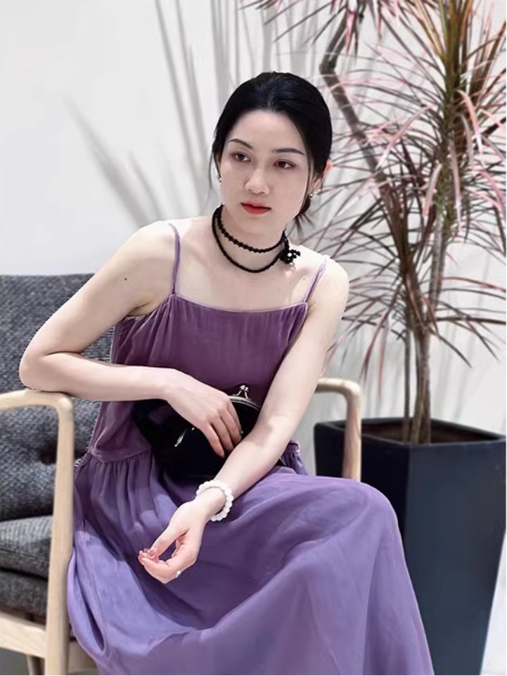 puretea茶愫吊带连衣裙