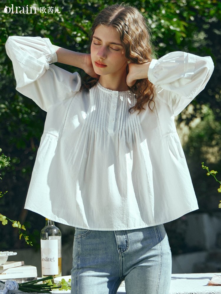 浪漫定格！法式圆领娃娃雪纺衫