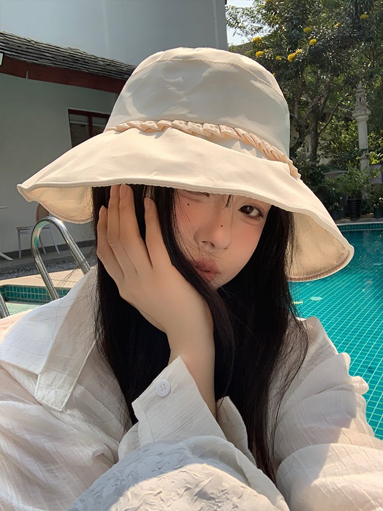 夏季大帽檐百搭遮阳蝴蝶结渔夫帽