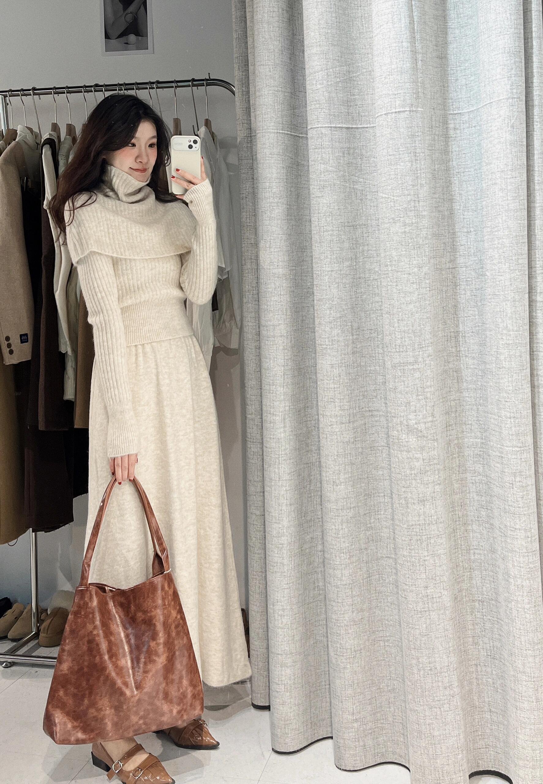 OOTD|秋冬爆款针织连衣裙套装分享~