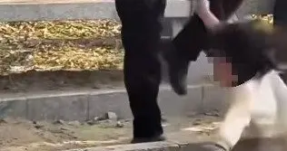 当街殴打亲外孙女，理由很荒唐，现场无人劝阻，网友愤怒不已。