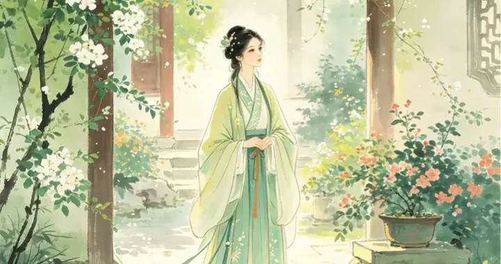 小兔续句诗：小院春深昼掩扉，芹泥香软燕双飞。荼蘼架下风微动