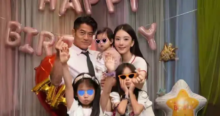 郭富城生日全家福温馨曝光，方媛与三女儿同框