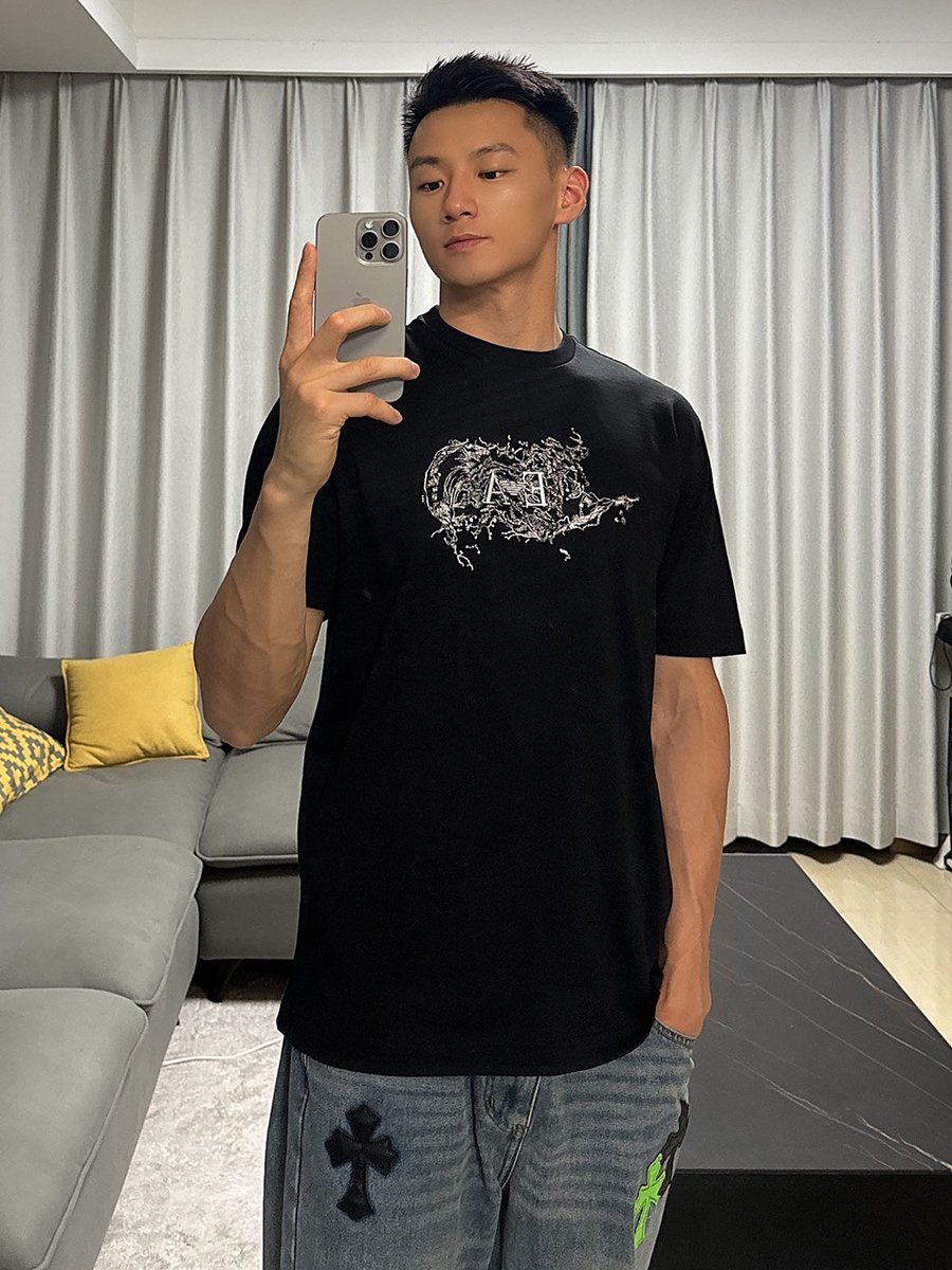 阿玛尼男士全棉圆领短袖T恤