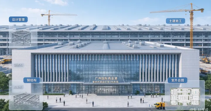 广州国际商业港项目一期工程集中式商品交易1号市场设计施工