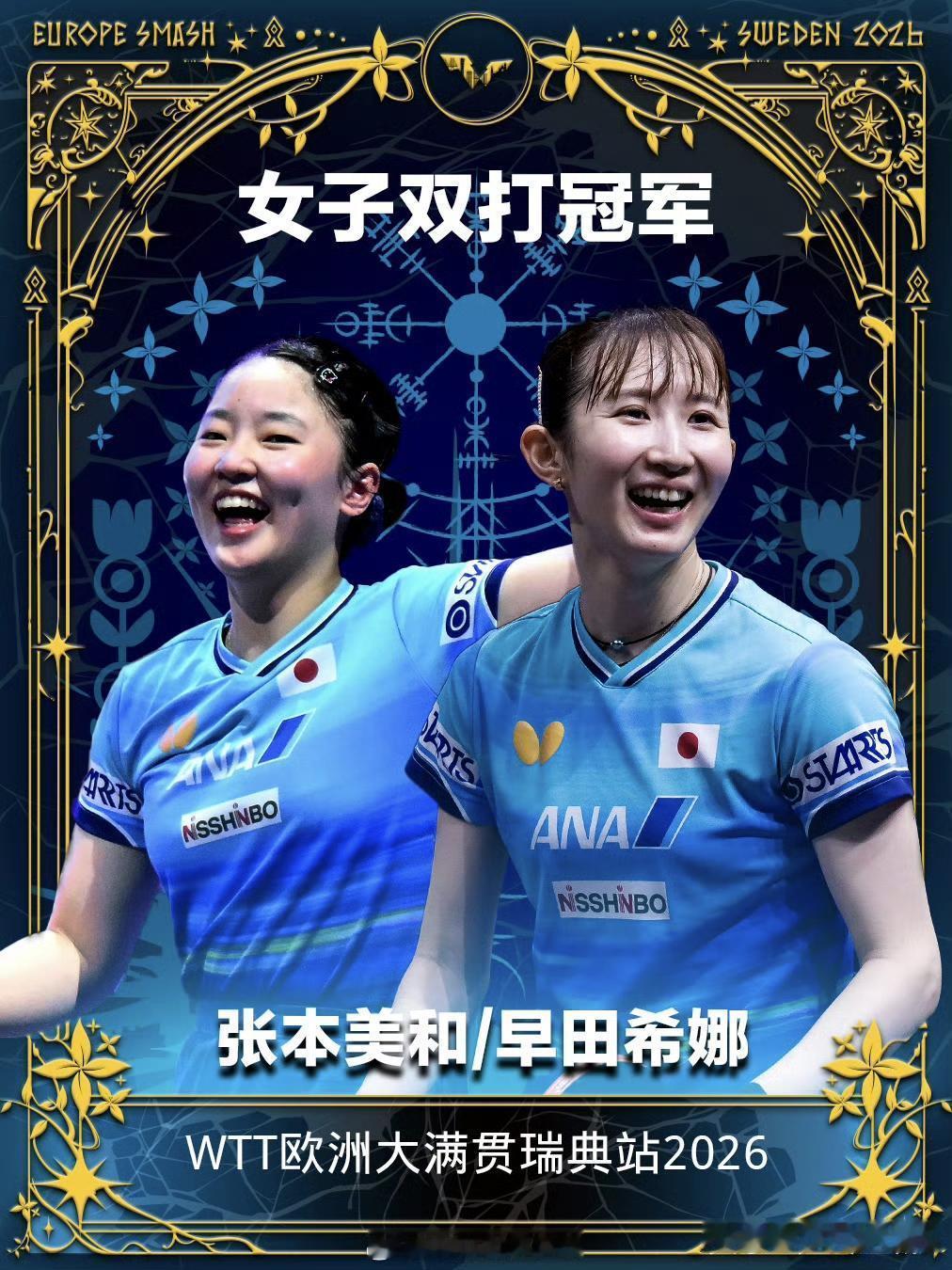 WTT欧洲大满贯瑞典站丨女双决赛 张本美和/早田希娜🇯🇵3-1杜凯...