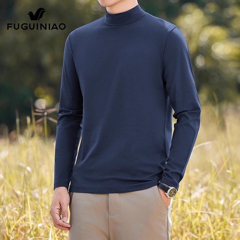 半高领长袖t恤男士春季内搭休闲卫衣男装