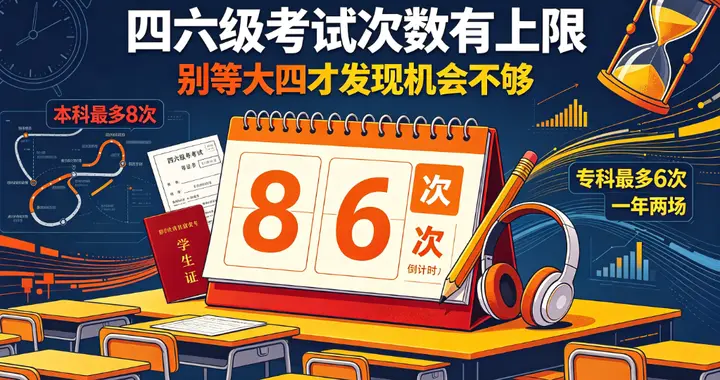 机不可失！大学四六级报考次数有上限，算完剩余考次别再拖延