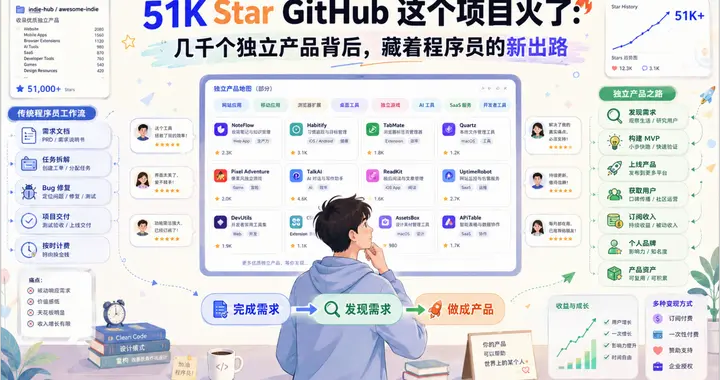 51K Star 这个项目火了：几千个独立产品背后，藏着程序员的新出路