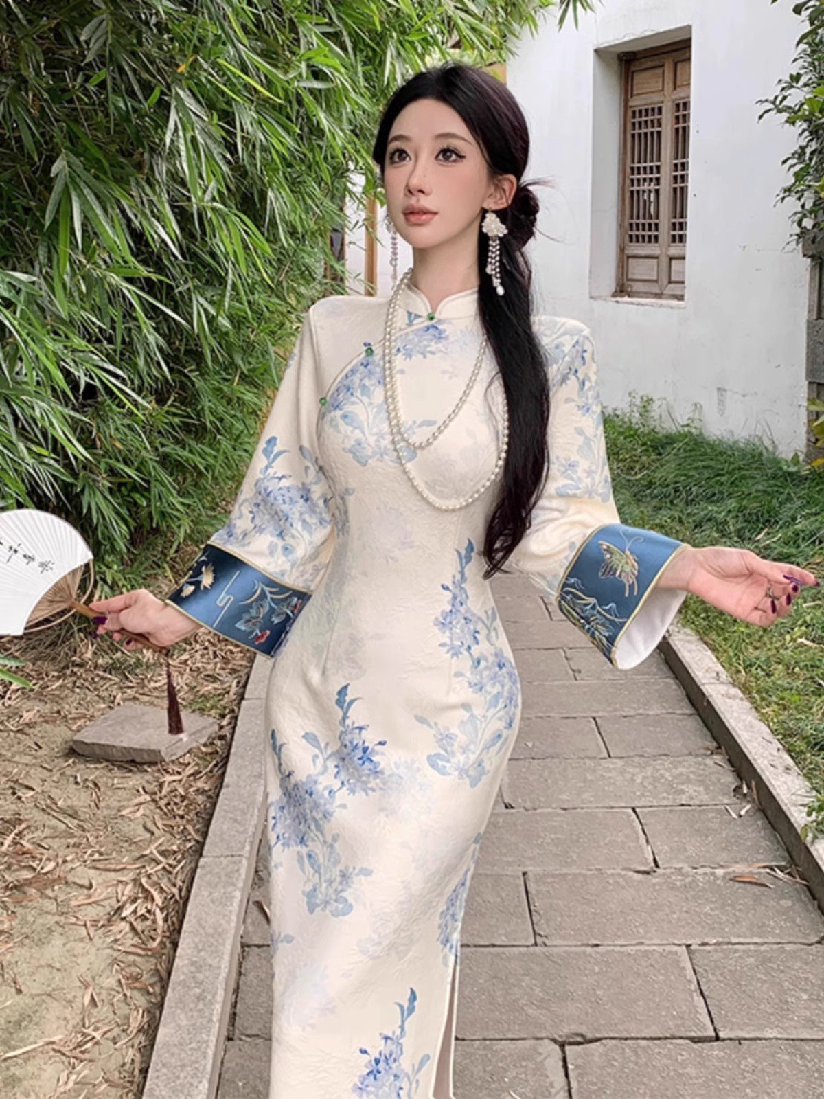 新中式提花刺绣改良旗袍连衣裙女冬季高级感