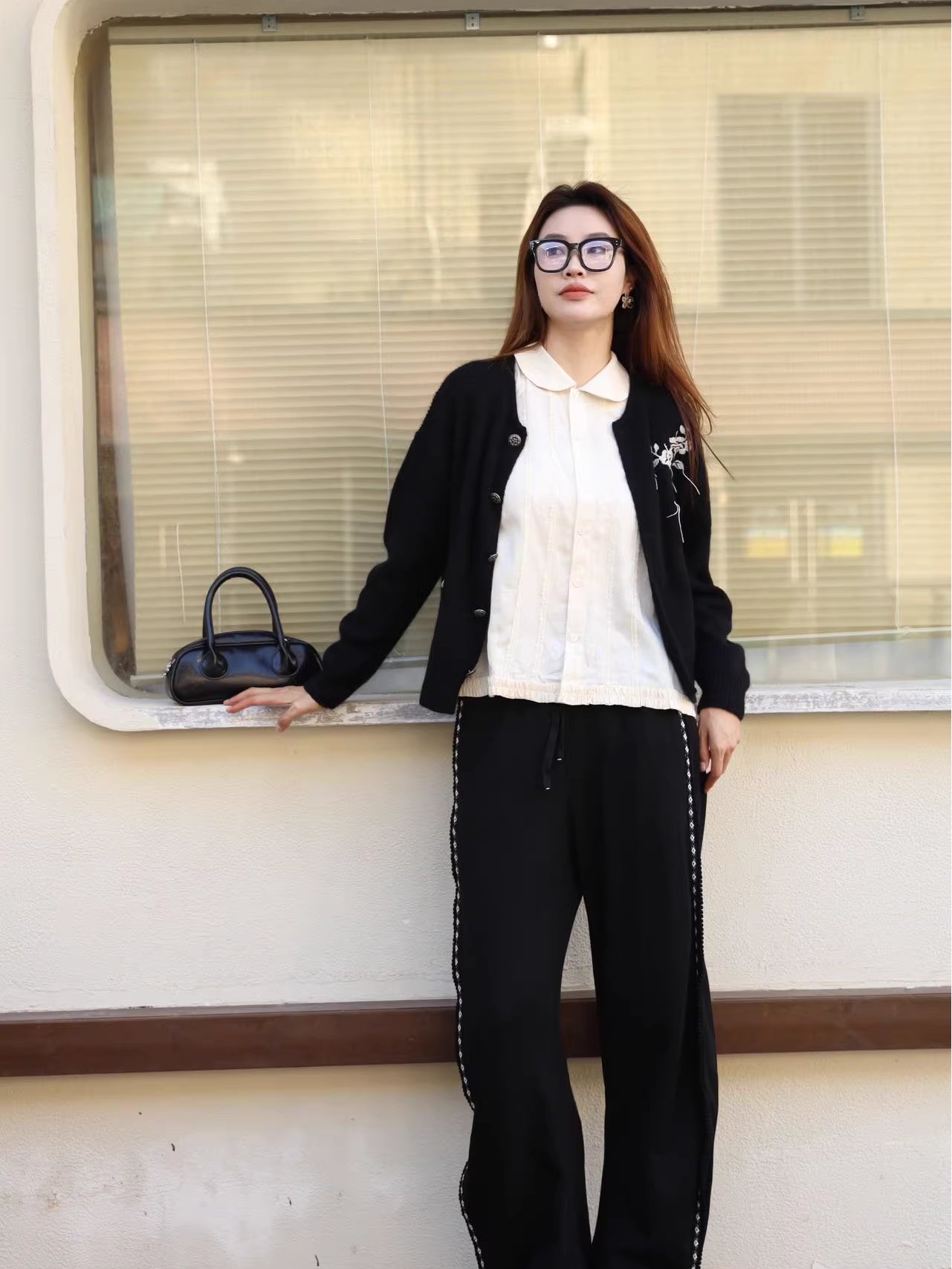 彼得潘娃娃领衬衫女拼接木耳边夏季新款