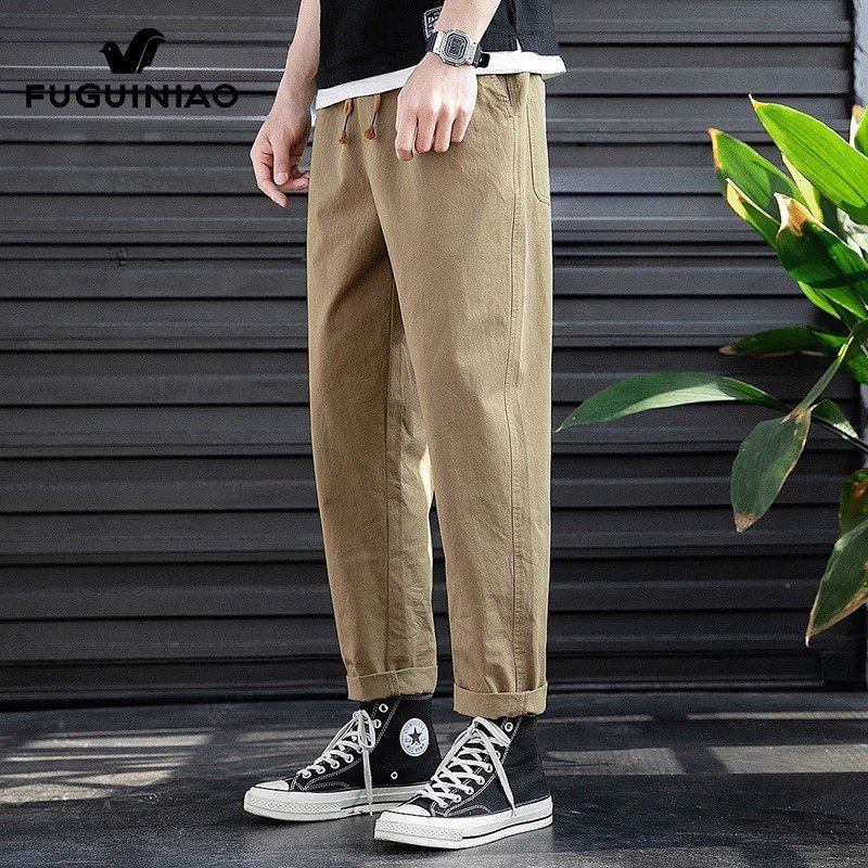 纯棉休闲裤男士春季新款潮流宽松长裤子男款