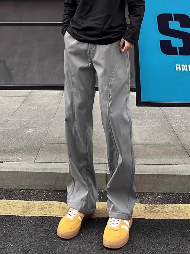 灰色斜切速干裤子男款夏季三防软壳冲锋裤美