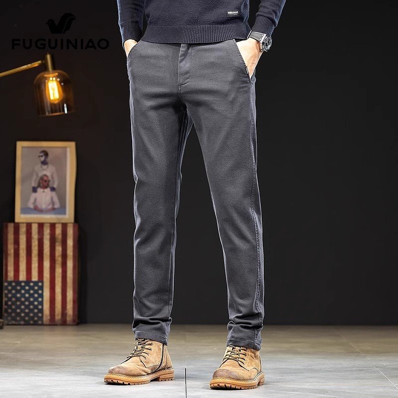 休闲裤男士秋冬季西裤加绒加厚长裤子男款