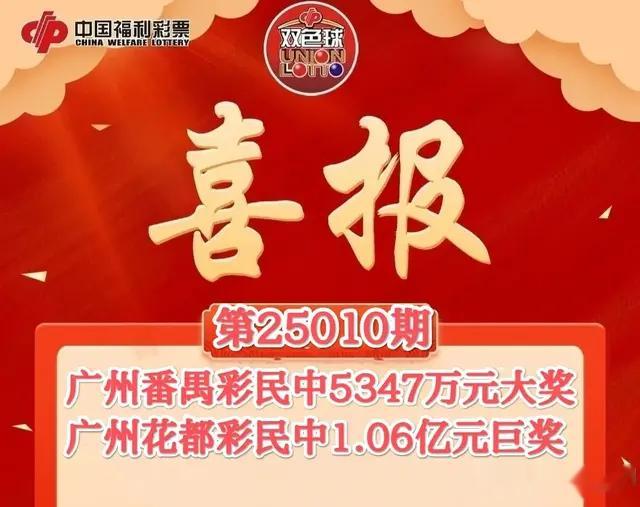 双色球第25010期一等奖明细介绍！广州独揽30注，有人中亿元巨奖