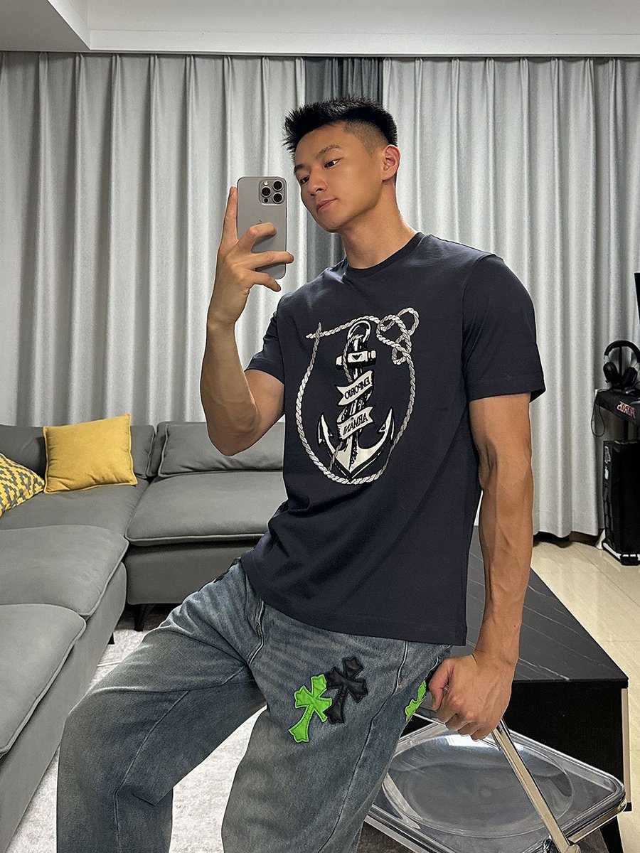 阿玛尼全棉圆领航海T恤